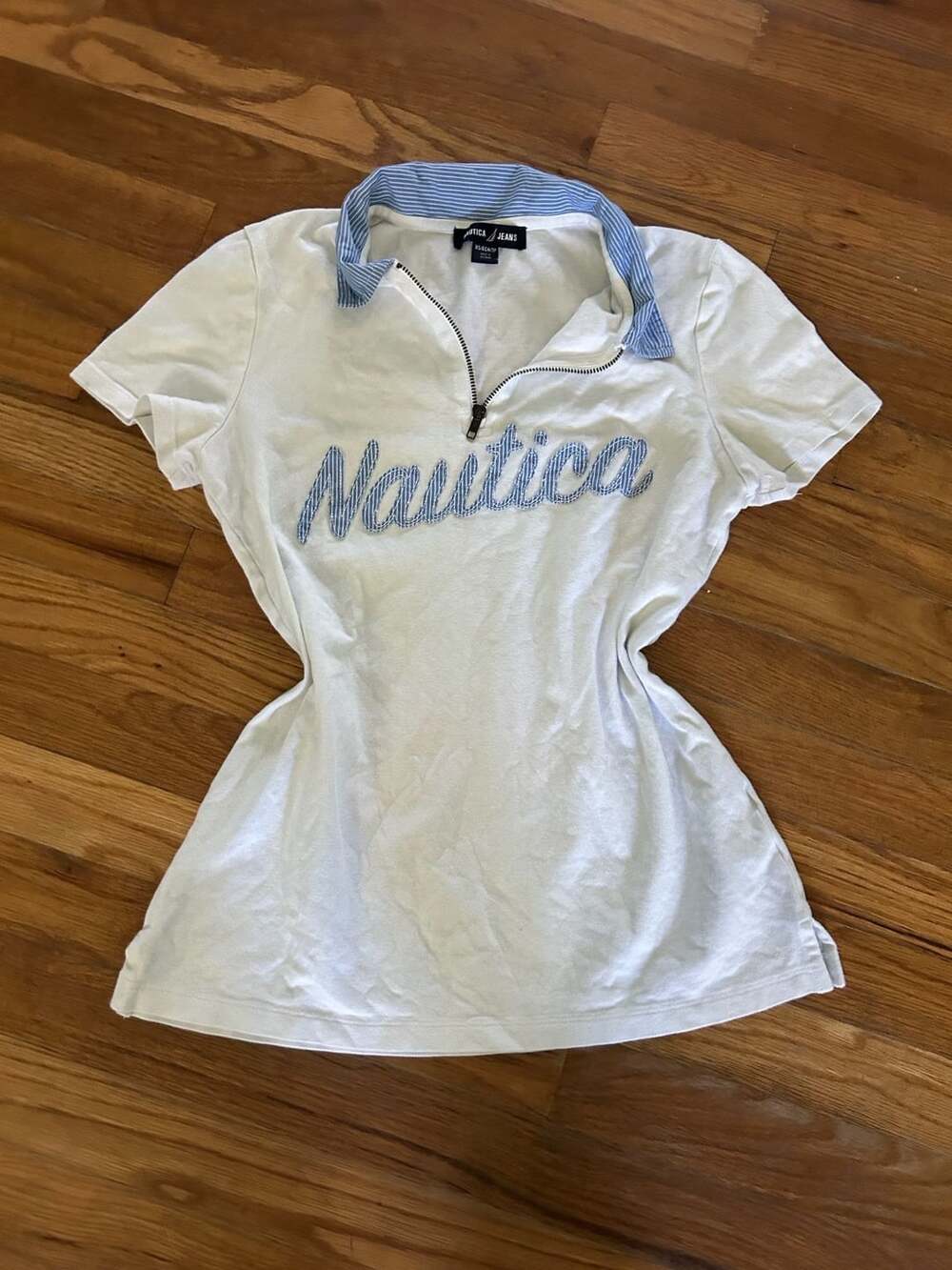 Y2k/2000s Nautica Women's Zip-Up Polo Crop Top